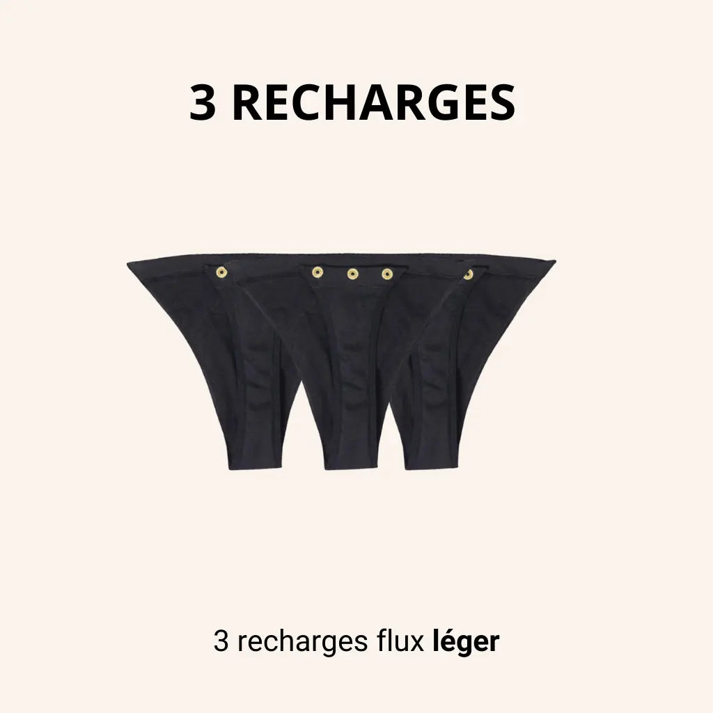 Lot de 3 recharges tanga, flux léger- pour tanga menstruel détachable
