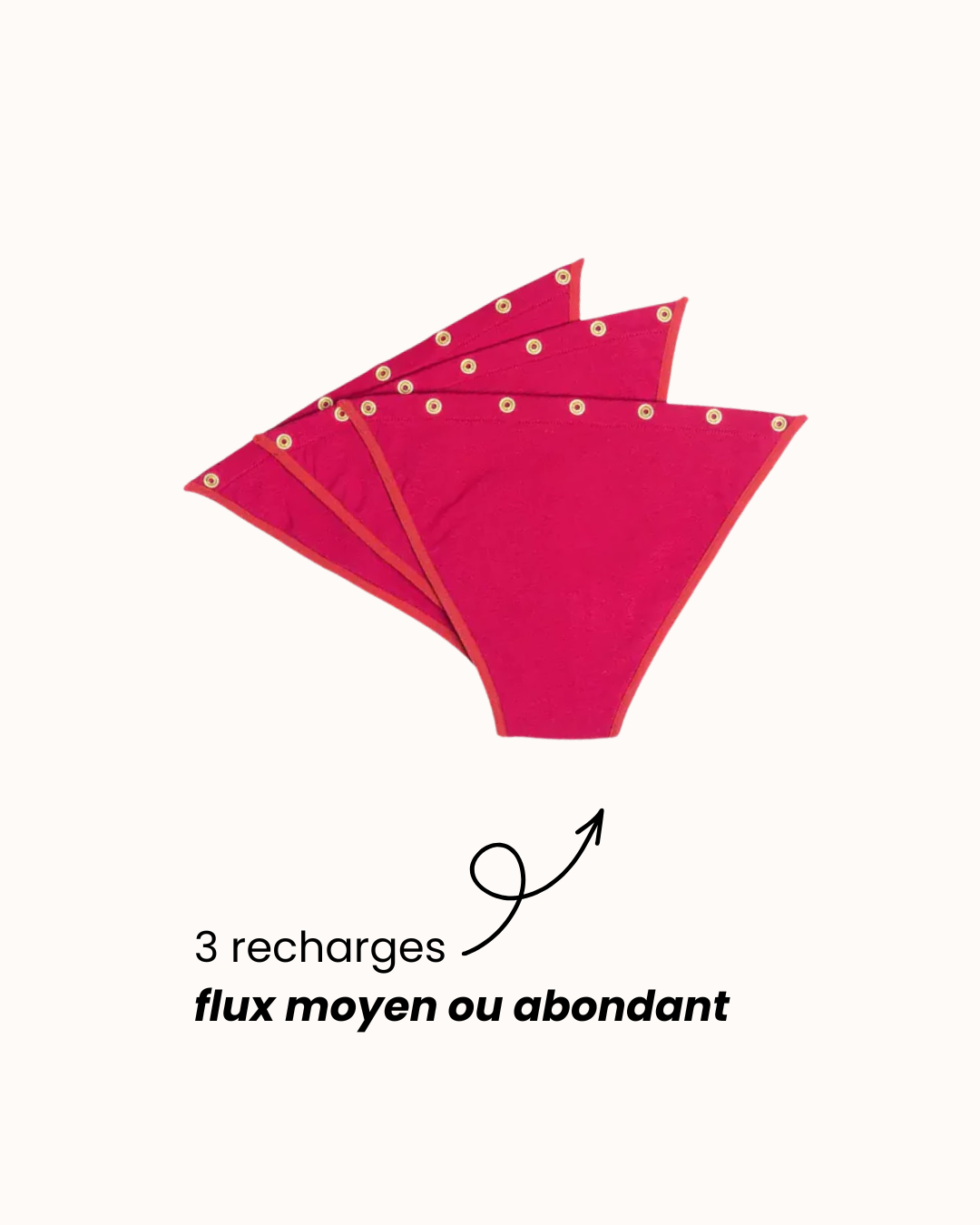 Lot de 3 recharges absorbantes pour culotte menstruelle détachable