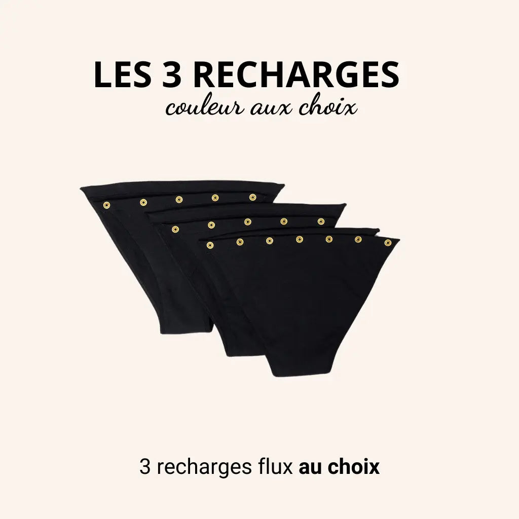 Lot de 3 recharges absorbantes pour culotte menstruelle détachable