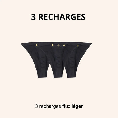 Lot de 3 recharges tanga, flux léger- pour tanga menstruel détachable