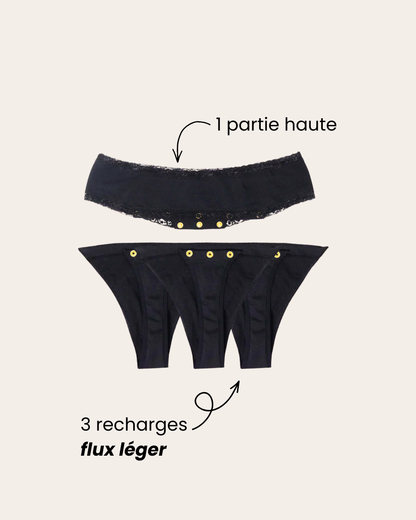 Lot de 3 tangas menstruels à Recharges détachables