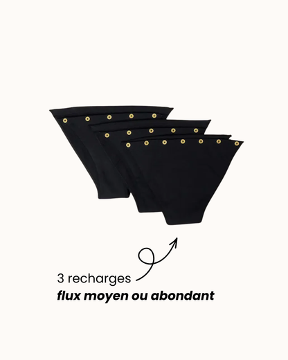 Lot de 3 recharges absorbantes pour culotte menstruelle détachable