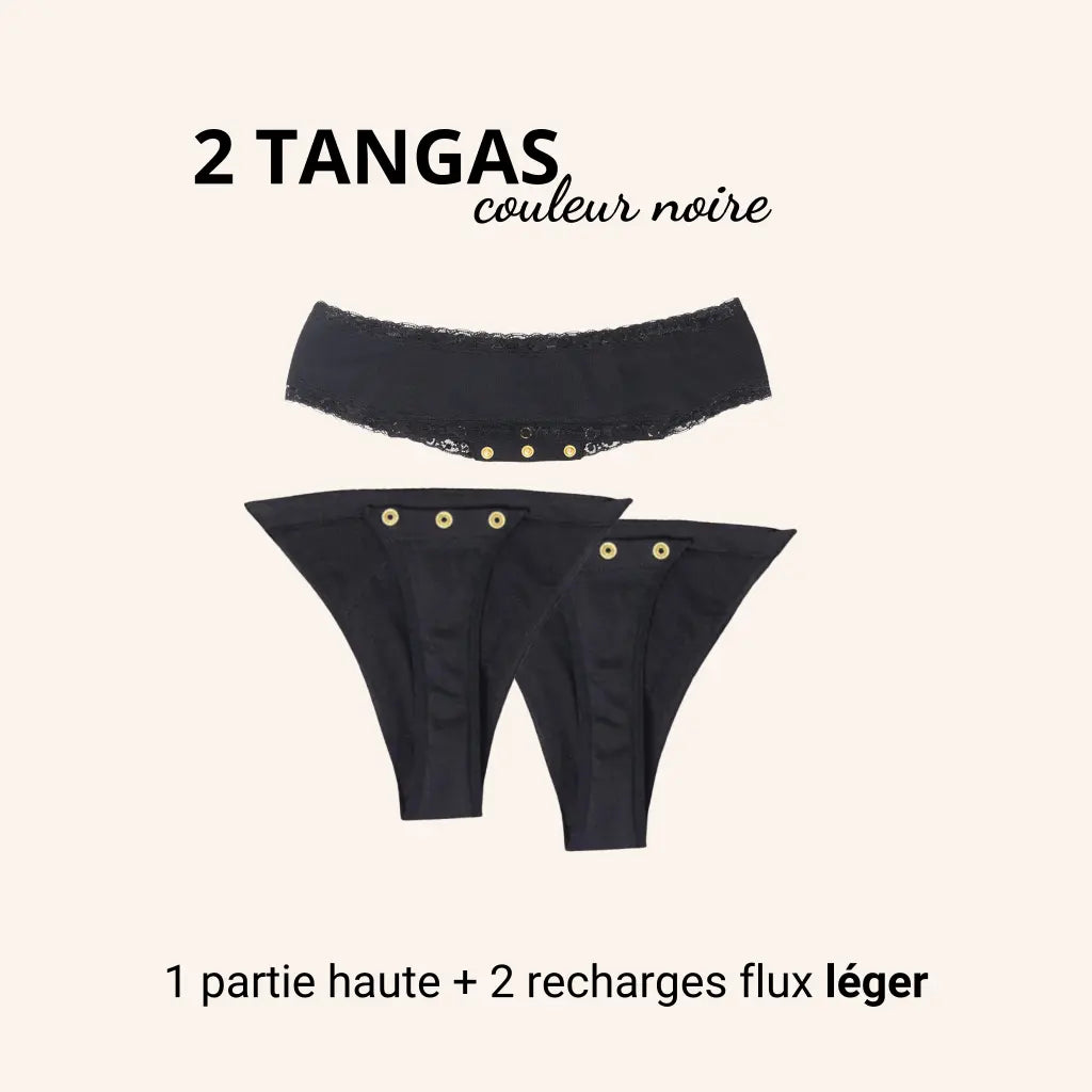 Lot de 2 tangas menstruels lavables My Joy, conçus pour un confort optimal et une protection durable.