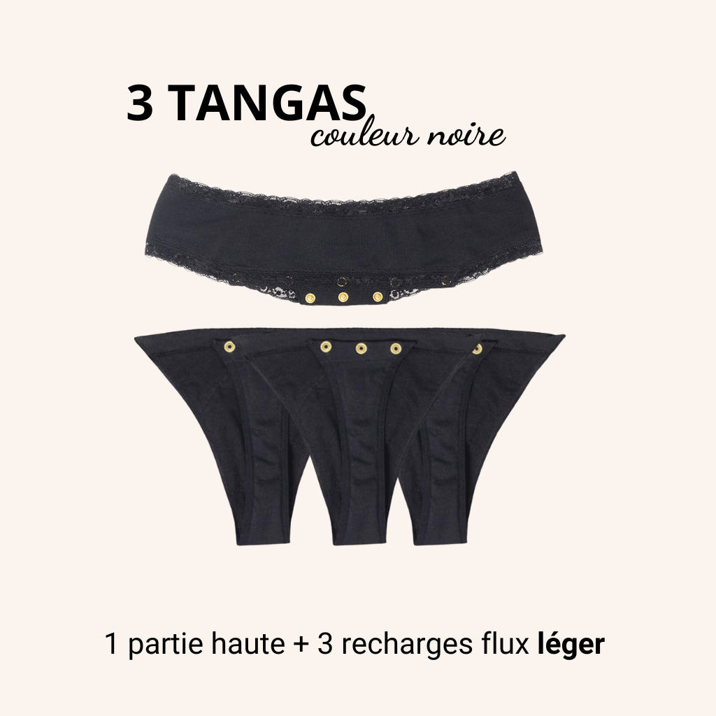 Lot de 3 tangas menstruels à Recharges détachables