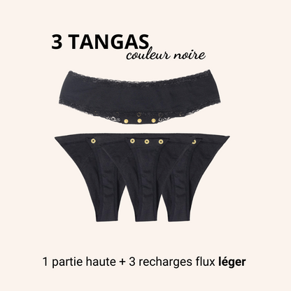 Lot de 3 tangas menstruels à Recharges détachables
